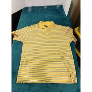 Adirondack Mens Yellow Short Sleeve Polo Shirt Large 100% Cotton Preppy Canada